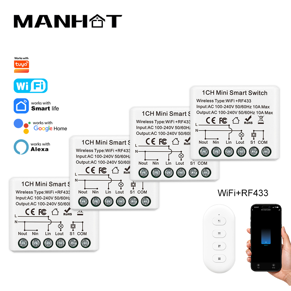 Home Automation Technology - Mini-interrupteur intelligent WIFI 10A, télécommande sans